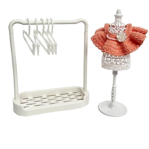 Toys | Nwt Labubu Clothes Rack Clothes Display And Pink Crochet Shawl ...
